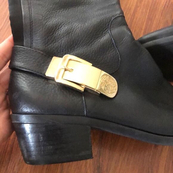 Vince Camuto Black leather boots bedina Gold hardware 8 - Picture 3 of 8